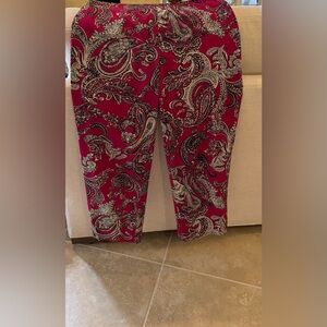 Talbots Red Paisley Straight Leg Pants